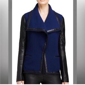 Vince Boucle Knit Lambskin Leather Drape Moto Jacket sz8